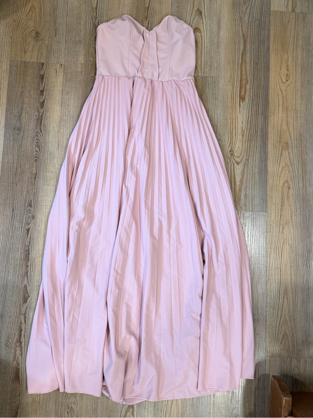SHEIN Blush Strapless Pleated Maxi Gown